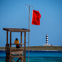 Buy canvas prints of Lifeguard Looks Out to Sea by Jon Rendle