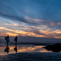 Buy canvas prints of Sunset Surfing - Polzeath Cornwall  by Jon Rendle