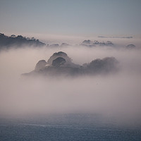 Buy canvas prints of Drake's Island in the Mist by Jon Rendle