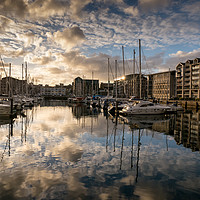 Buy canvas prints of Sutton Harbour Sunset, Plymouth by Jon Rendle