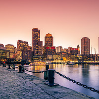Buy canvas prints of Boston Harbour Dusk by Richard Whitley