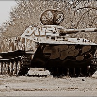 Buy canvas prints of PT-76 Tank at RAF Upwood by Philip Valentine
