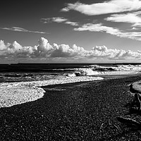 Buy canvas prints of Wild waves all black and white.  by Ian Richardson