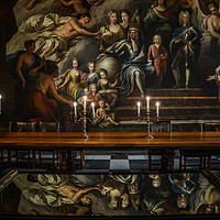 Buy canvas prints of Reflecting on the Painted Hall by Sara Melhuish