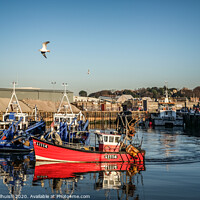 Buy canvas prints of Fishing boat arriving back in the dock by Sara Melhuish