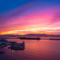 Buy canvas prints of Sunset in the bay of Gibraltar by Piers Thompson