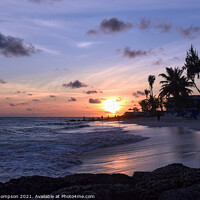 Buy canvas prints of Sunset in Barbados by Piers Thompson