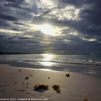Buy canvas prints of Dover beach in Barbados at Sunset by Piers Thompson