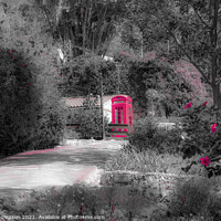 Buy canvas prints of Red telephone box in the botanical gardens Gibralt by Piers Thompson