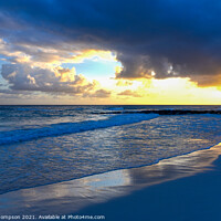 Buy canvas prints of Barbados beach at Sunset by Piers Thompson