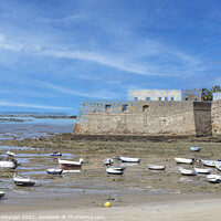 Buy canvas prints of La Caleta Beach in the historical center of Cadiz, Spain. by Piers Thompson