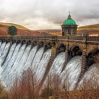 Buy canvas prints of Craig Goch dam in full flow by Russell Burton