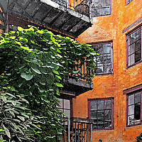 Buy canvas prints of Copenhagen Courtyard Watercolour by Chris Langley