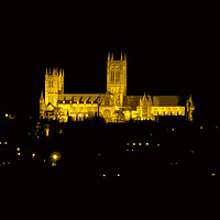 Buy canvas prints of Lincoln Cathedral Floodlit at night - abstract by Chris Langley