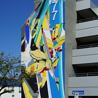 Buy canvas prints of Abstraction of colour on a parkade by Chris Langley