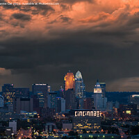 Buy canvas prints of Stormy Cincinnati Great American Tower  by Frankie Cat