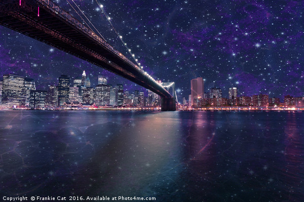 Spacey Manhattan Skyline Picture Board by Frankie Cat