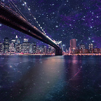 Buy canvas prints of Spacey Manhattan Skyline by Frankie Cat
