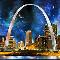 Buy canvas prints of Spacey St. Louis Skyline by Frankie Cat