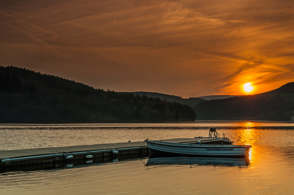 Ladybower Fishing Boat Picture Board by Paul Andrews