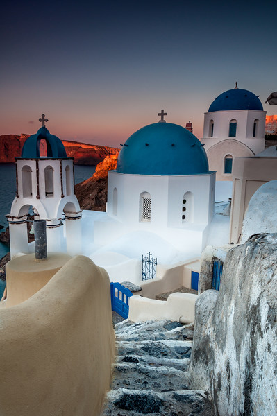 Oia Blue domed Church 2 Picture Board by Paul Andrews