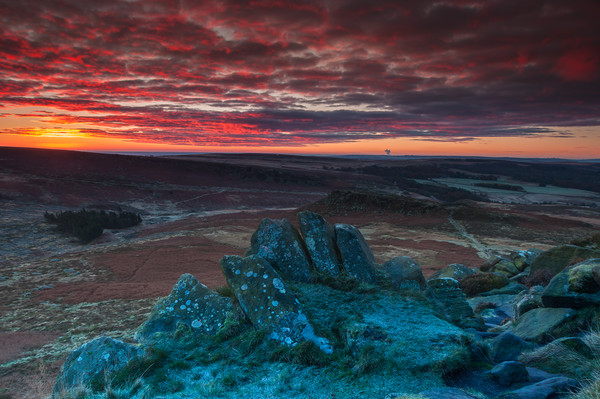Higger Tor Sunrise Picture Board by Paul Andrews