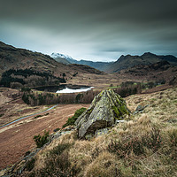Buy canvas prints of Blea Tarn and the Langdale Pikes by Paul Andrews