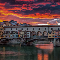 Buy canvas prints of Ponte Vecchio Sunset by Paul Andrews