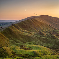 Buy canvas prints of Rushup Edge Paragliders by Paul Andrews