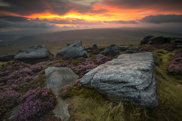 Stanage Sunset Picture Board by Paul Andrews