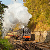 Buy canvas prints of Class 9F "Cock O' The North" approaching Goathland by Gregg Simpson