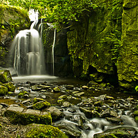 Buy canvas prints of Lumsdale Falls, Upper Fall by John Gent