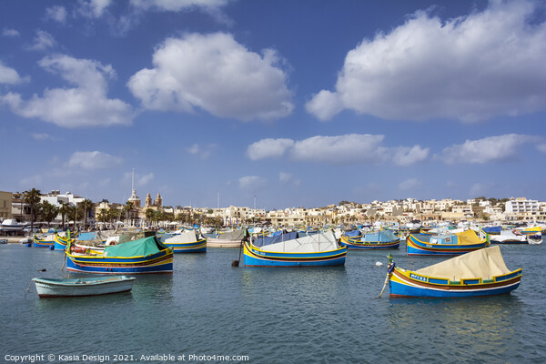Malta: Traditional Fishing Boats in Marsaxlokk Picture Board by Kasia Design