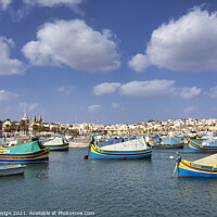Buy canvas prints of Malta: Traditional Fishing Boats in Marsaxlokk by Kasia Design