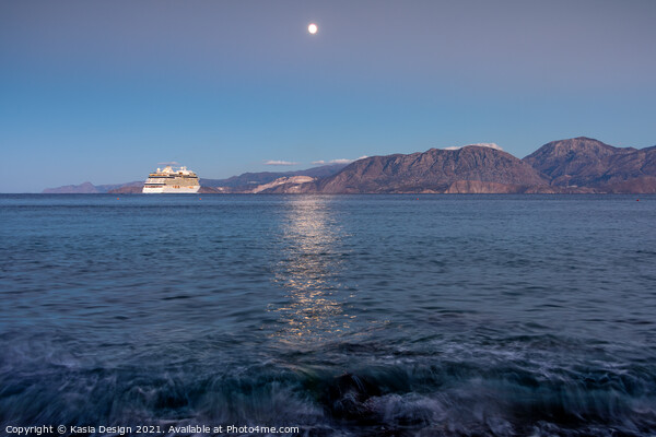 Moonlight Departure from Agios Nikolaos, Crete Picture Board by Kasia Design