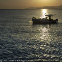 Buy canvas prints of Fishing Boat in Dawn Light, Agios Nikolaos, Crete by Kasia Design