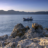 Buy canvas prints of Fishing Boat, Agios Nikolaos, Crete, Greece by Kasia Design