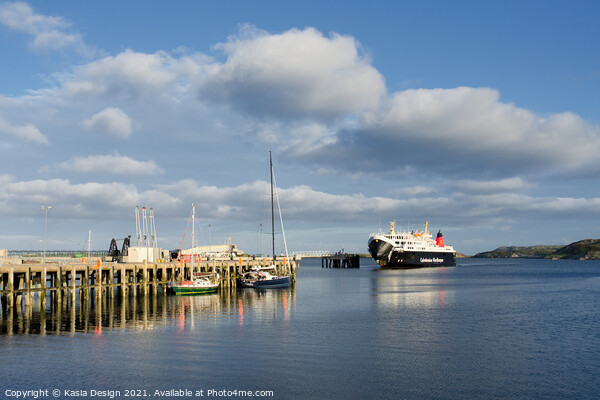 Ferry Arriving at Stornoway Harbour, Lewis Picture Board by Kasia Design