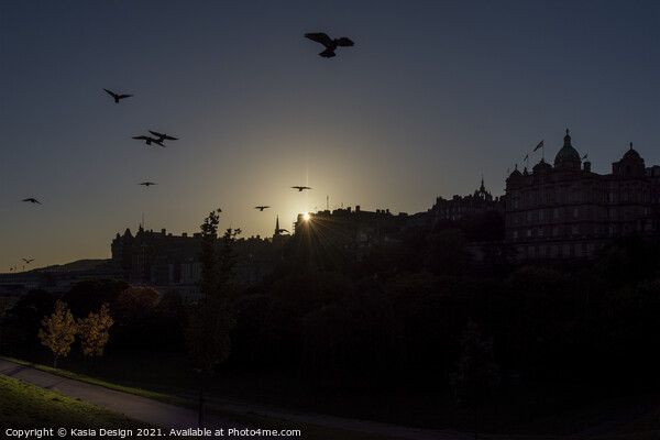 Edinburgh Old Town Birds at Dawn Picture Board by Kasia Design