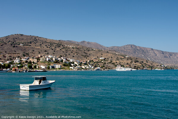 Boat in the Bay, Elounda, Crete, Greece Picture Board by Kasia Design
