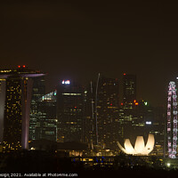 Buy canvas prints of Nighttime City Skyline, Singapore by Kasia Design