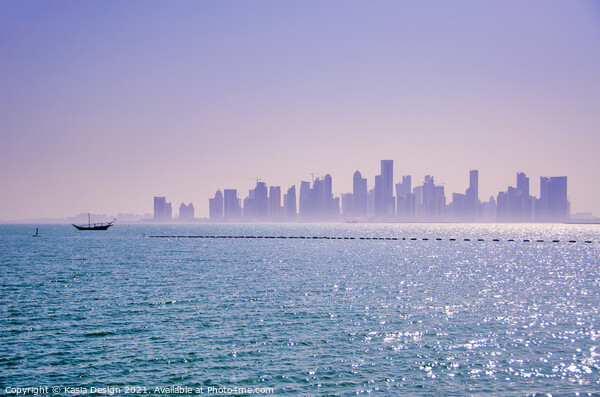 Downtown Doha Dusk Picture Board by Kasia Design