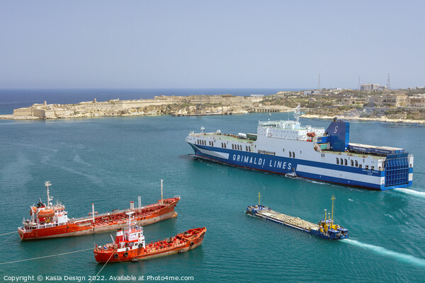 Ships in the Grand Harbour Valletta, Malta Picture Board by Kasia Design