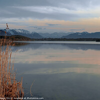 Buy canvas prints of Dusk Light on Lake Rieg, Upper Bavaria, Germany by Kasia Design