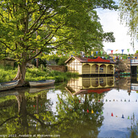 Buy canvas prints of Union Canal Boathouse, Edinburgh by Kasia Design