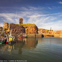 Buy canvas prints of Fishing Boats in Historic Dunbar Harbour by Kasia Design