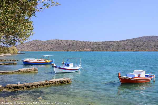 Colourful Boats in Elounda Bay, Crete, Greece Picture Board by Kasia Design