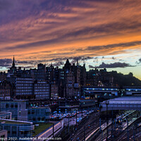 Buy canvas prints of Edinburgh Old Town and Waverley Station at Dusk by Kasia Design