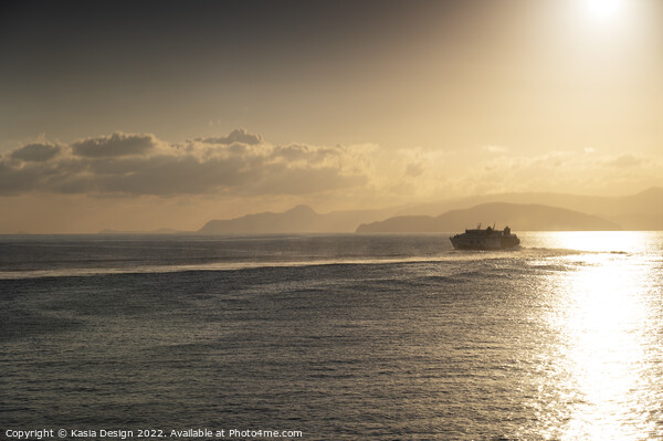 Santorini Bound on a Sunrise Voyage Picture Board by Kasia Design