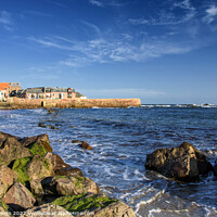 Buy canvas prints of Dunbar Old Harbour Wall by Kasia Design